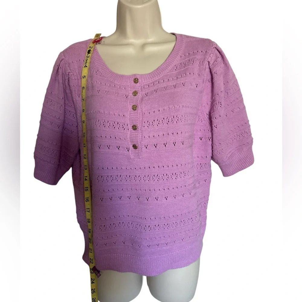 Draper James Lavender Short Sleeve Knit Sweater